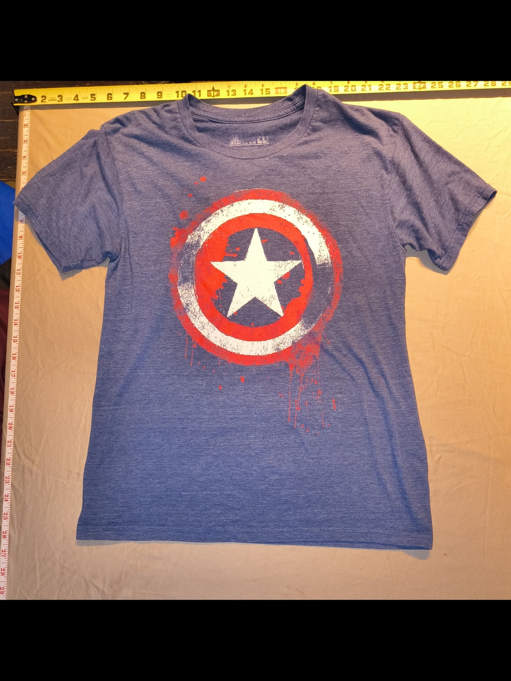 Captain America Star Shield Distressed Graphic Tee - Blue and Red